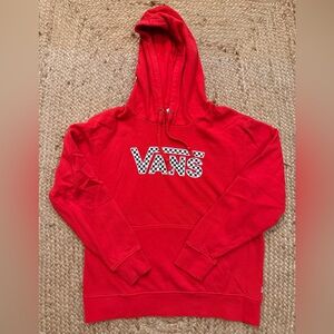 Red Vans hoodie Red with checkered Lettering
